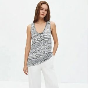 Costa Blanca Sheer Tribal Button Down Tank Top
